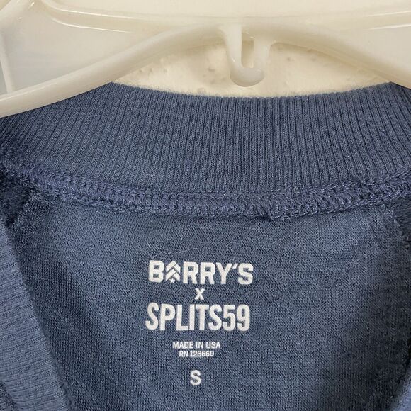 Barry's x Splits59 Pullover Shirt Sz Small Navy Blue Soft Long Sleeve Round Hem - Picture 5 of 5
